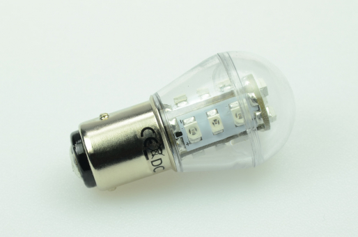 BA15s LED-Miniglobe 27 Lumen 12V AC/DC Rot 0,7W Signallampe DC-kompatibel 